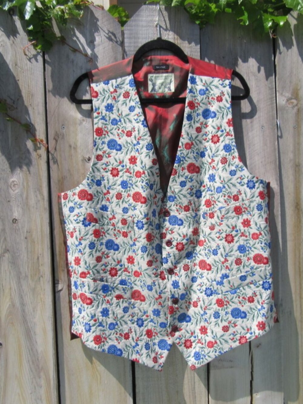 Vintage Peter Christian Blue Floral Brocade Waistcoat Vest Size 48R MW14